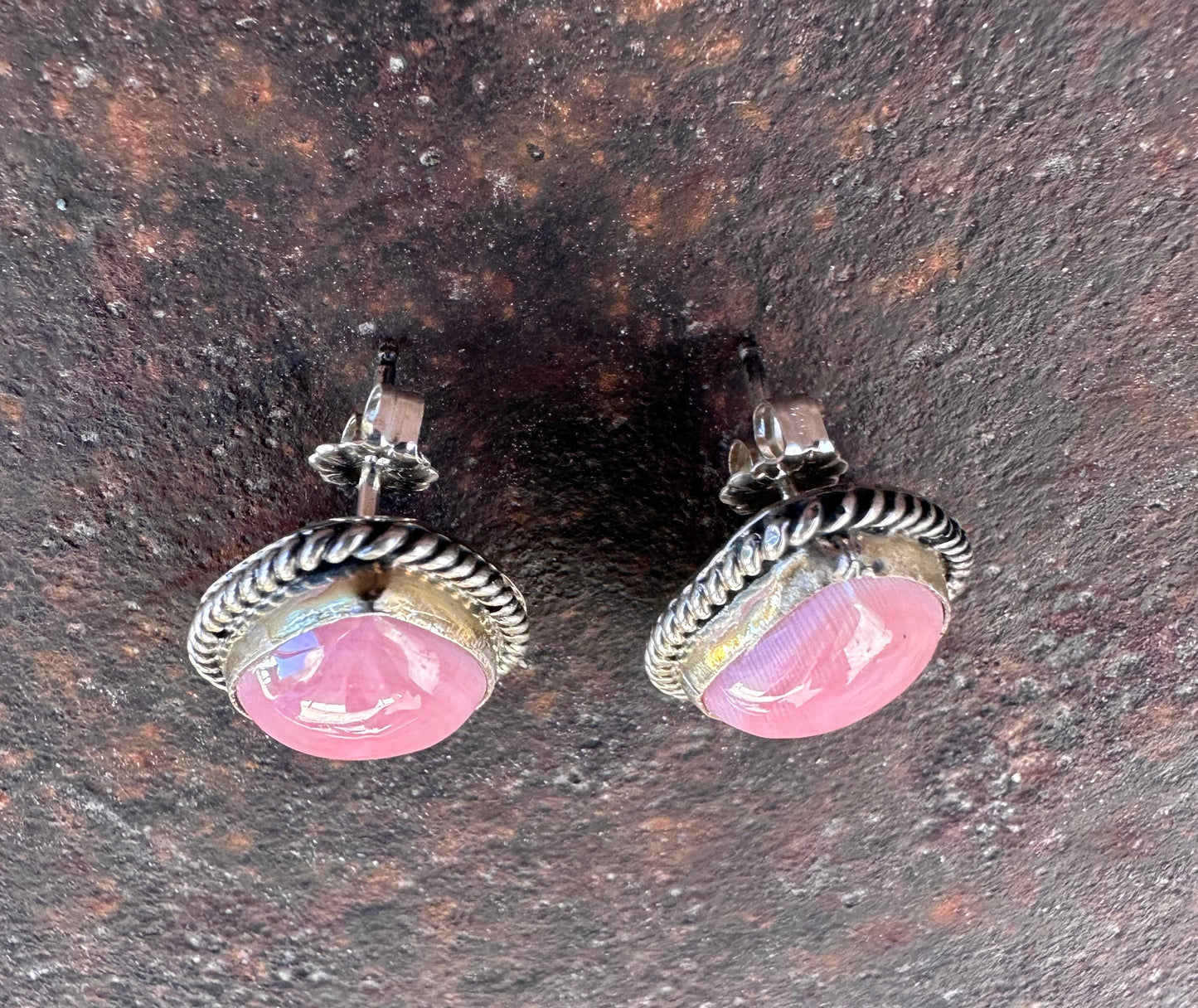 Pink Conch Shell Post Earrings