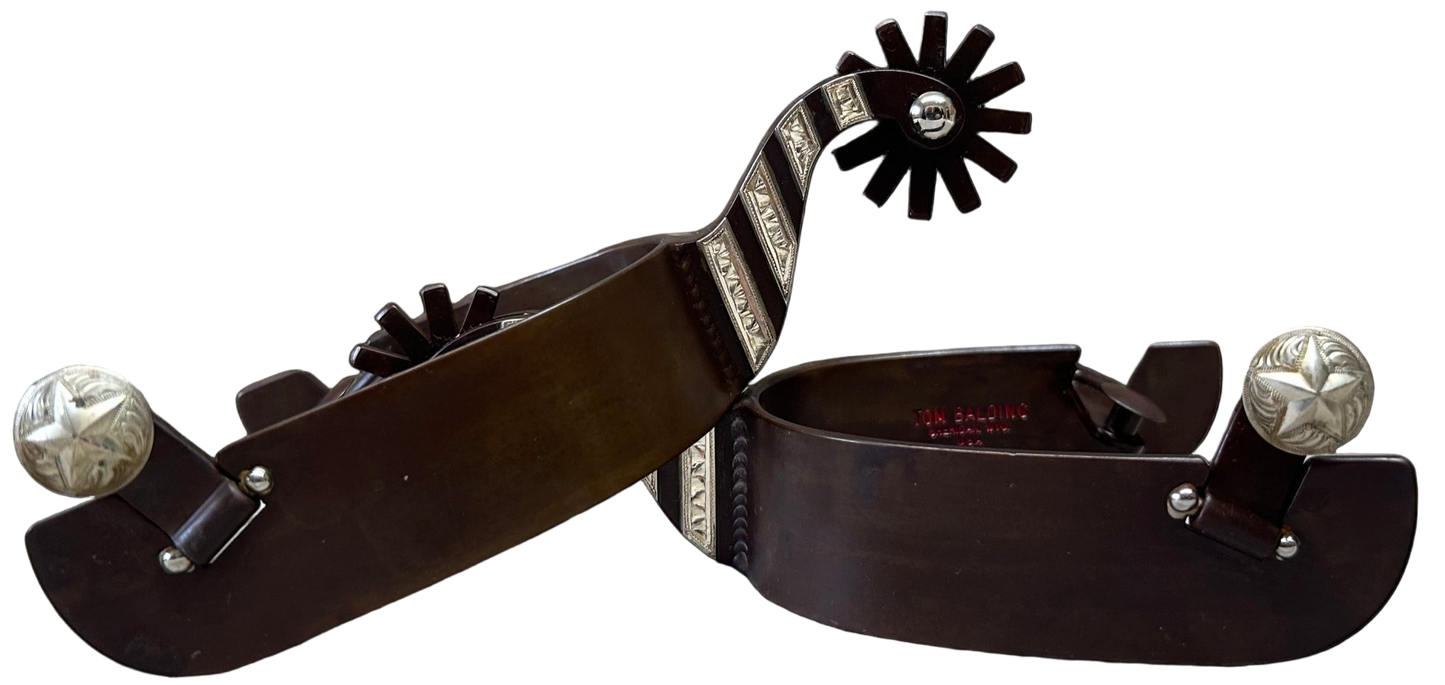 IN STOCK - Men's X-Large Heelband Spurs - Silver Bars & Brown Finish