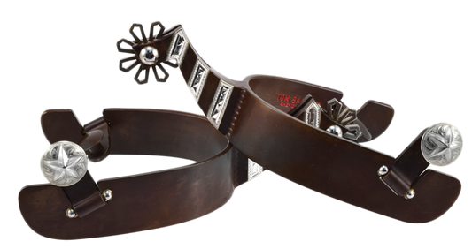 Equestrian Spur # 58 Barres d'argent avec finition marron par Tom Balding Horse Tack