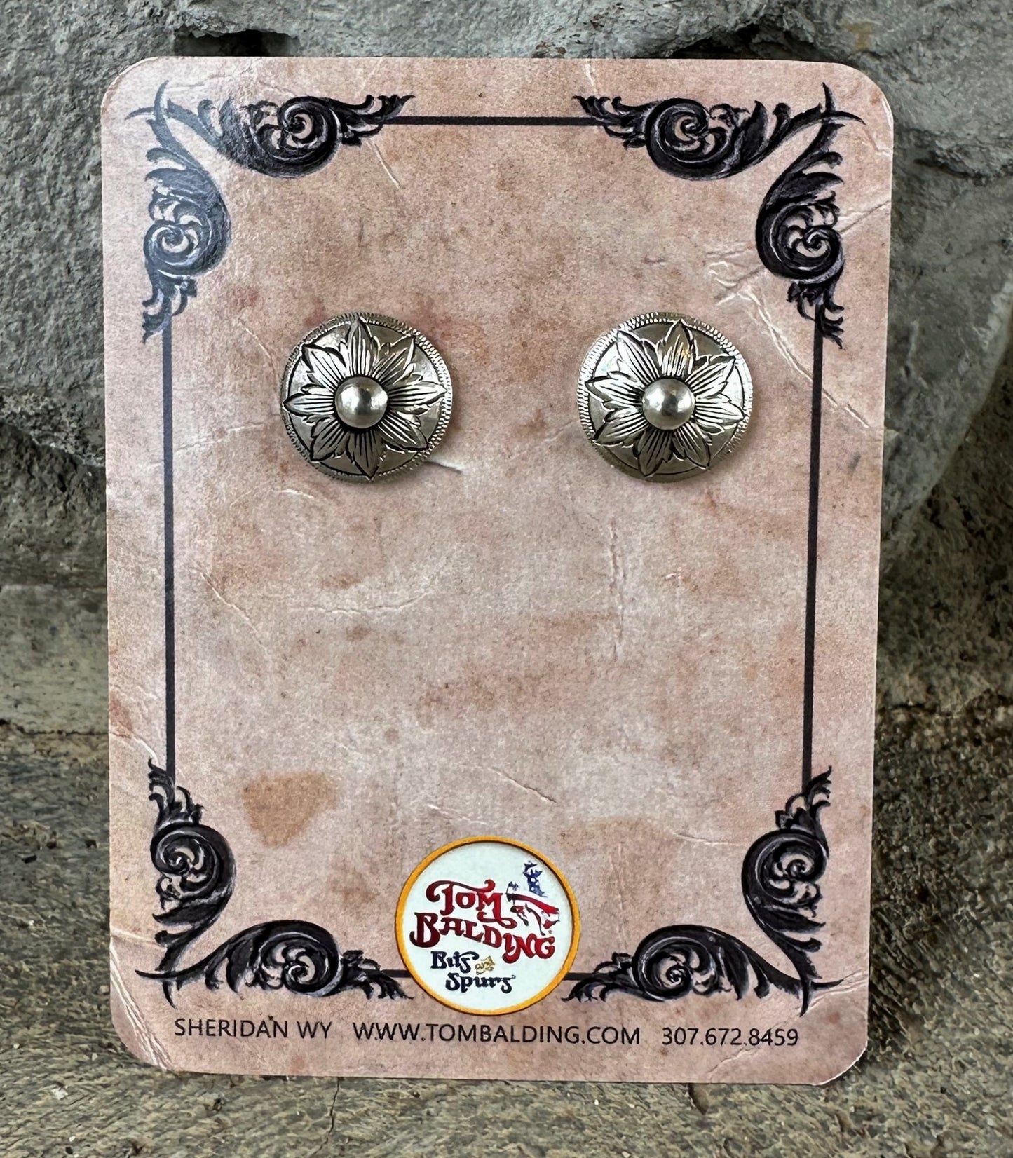 Classic Sterling Silver Flower Burst Concho Earrings