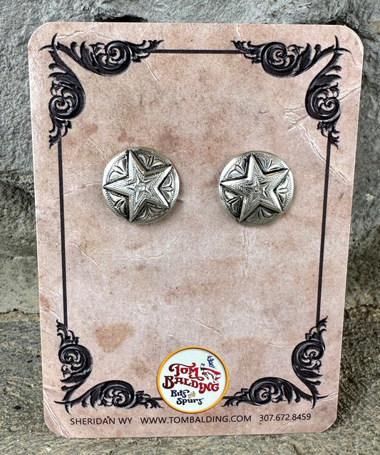 Classic Sterling Silver Star Concho Earrings