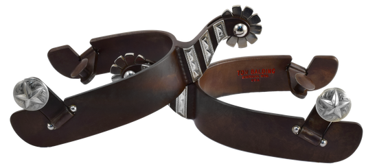 Equestrian Spur # 54 Barres d'argent avec finition marron par Tom Balding Horse Tack