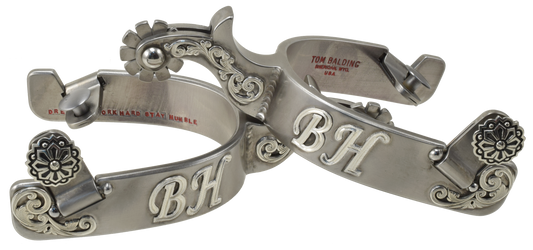 Spur #96 Floral on Shank & Swingarm Area with Initials on Stainless