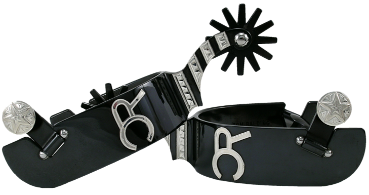 Barra de prata Spur #23 com marca personalizada e acabamento preto