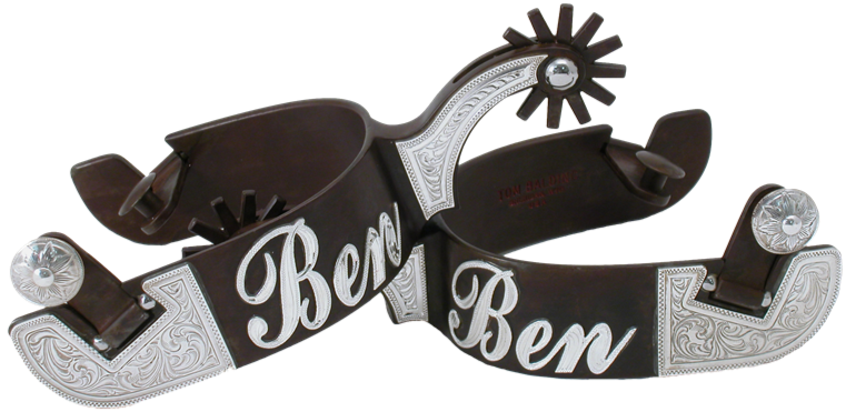 Spur #38 Silver Plates With Custom Name & Brown Finish