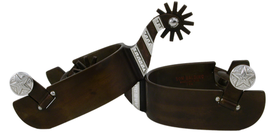 Equestrian Spur #5 Silver Bars avec finition marron par Tom Balding Horse Tack