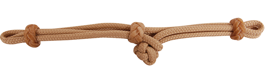 Bit Hobble #4 Braunes geknotetes Seil getragen