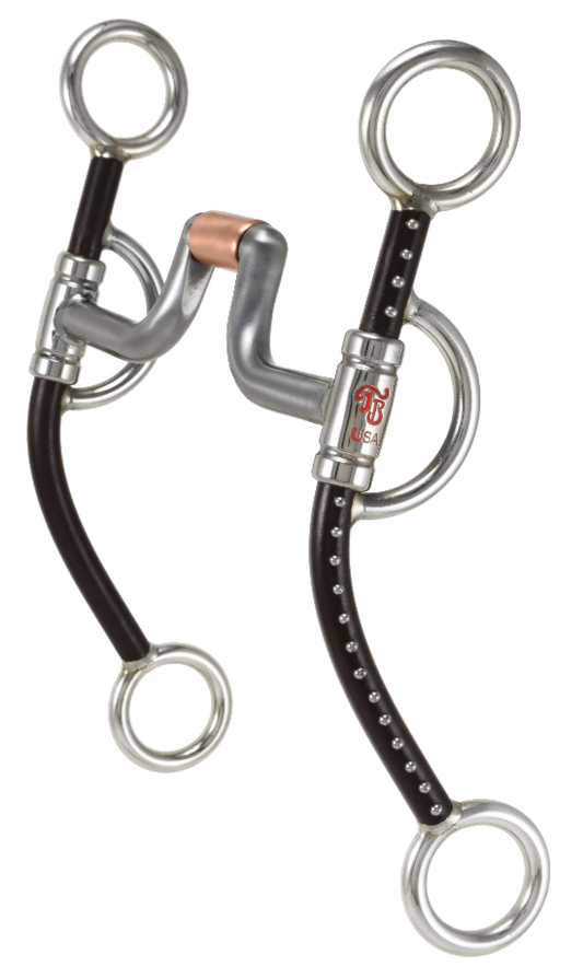 Mors équine #529 Advantage Long Hinge Port Brown with Dots By Tom Balding Horse Tack