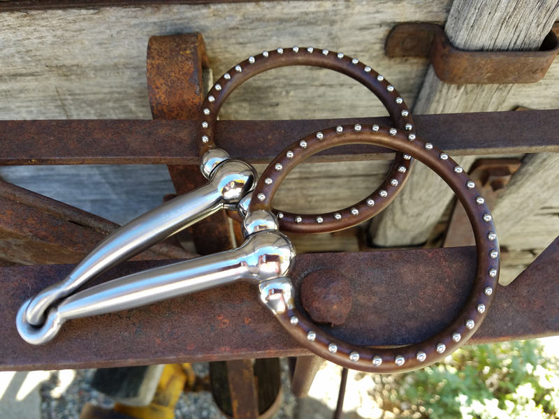 Ballhinge Ring Snaffle Brown with Dots outside shot