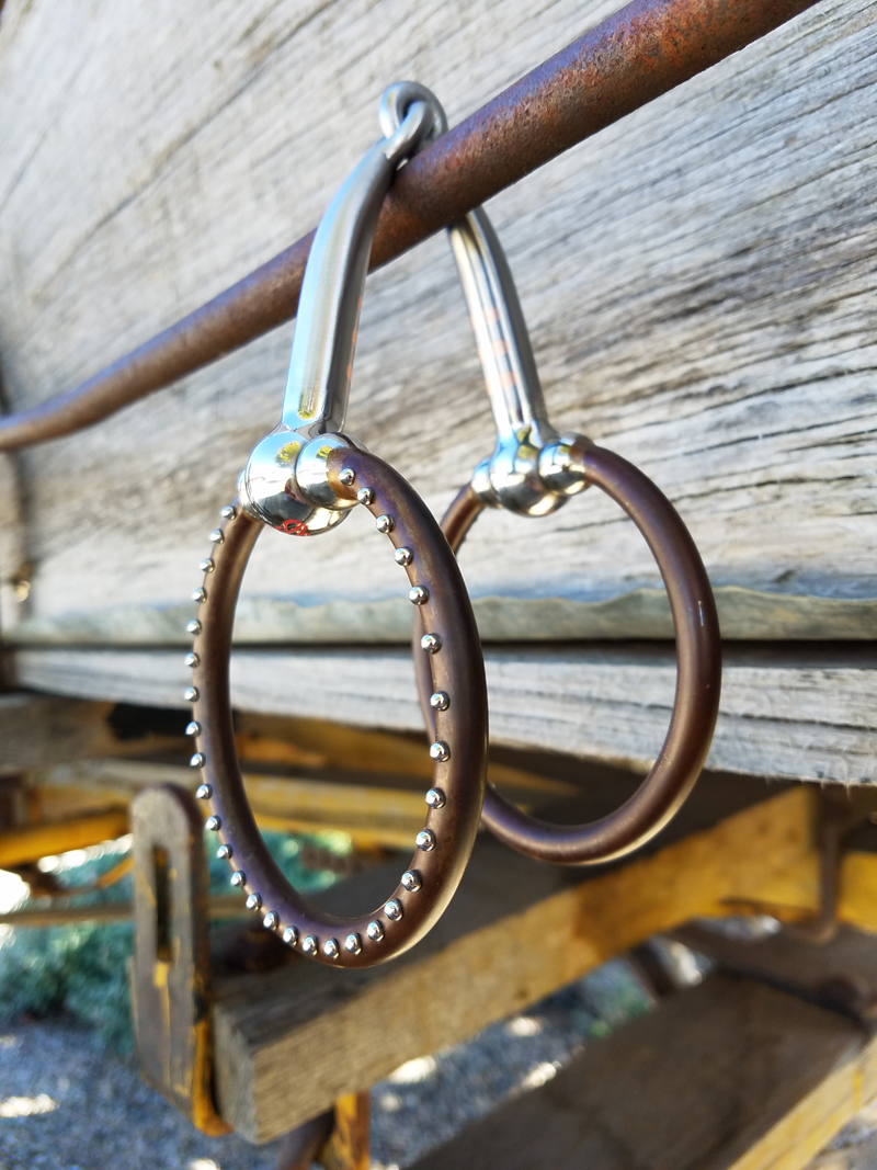 Ballhinge Ring Snaffle Brown with Dots outside shot