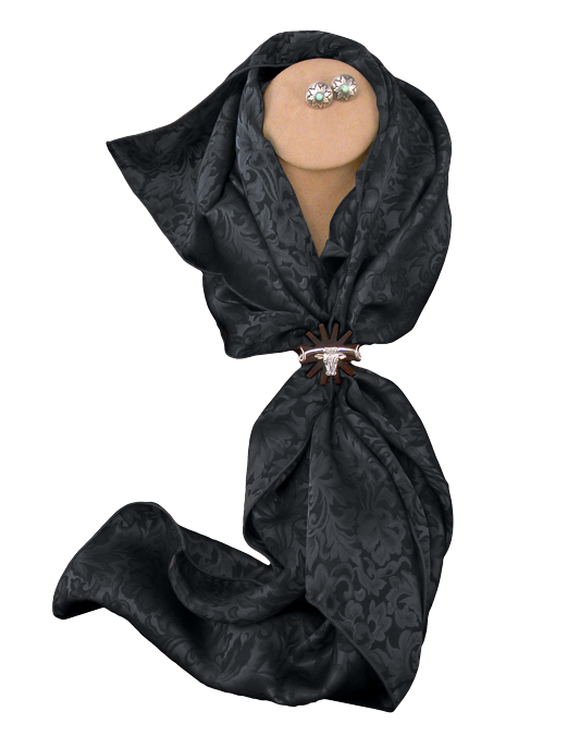 Silk Wild Rag - Black Jacquard Scarf