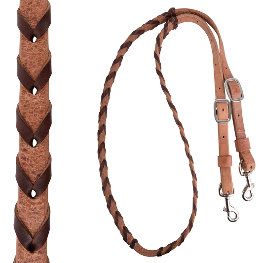 Rênes Équines #4 Barrel Rein Avec Laçage Latigo 5/8" Cuir Porté Par Tom Balding Horse Tack