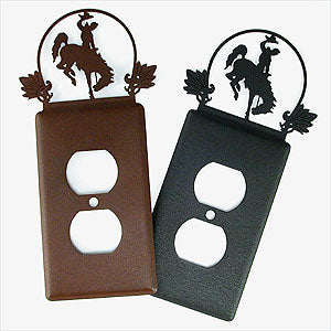 Cutout Bucking Horse Outlet Cover - Brown