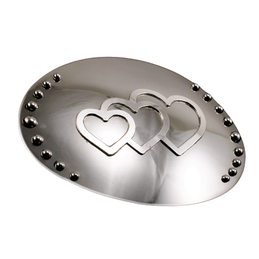 Belt Buckle with High Polish Finish, Stainless Dots, & Brand/Initials - 3 1/2"