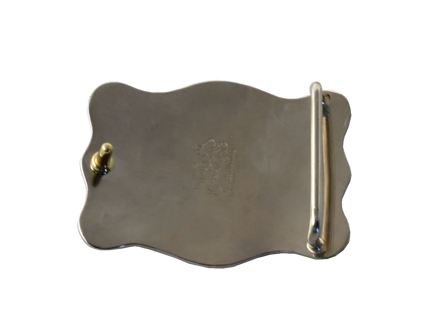 Hebilla de cinturón LG personalizable con borde festoneado en plata alemana