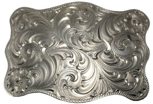 Hebilla de cinturón de plata alemana festoneada SM personalizable