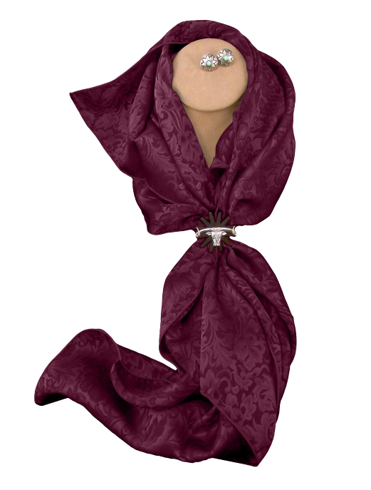 Silk Wild Rag - Burgundy Jacquard Scarf