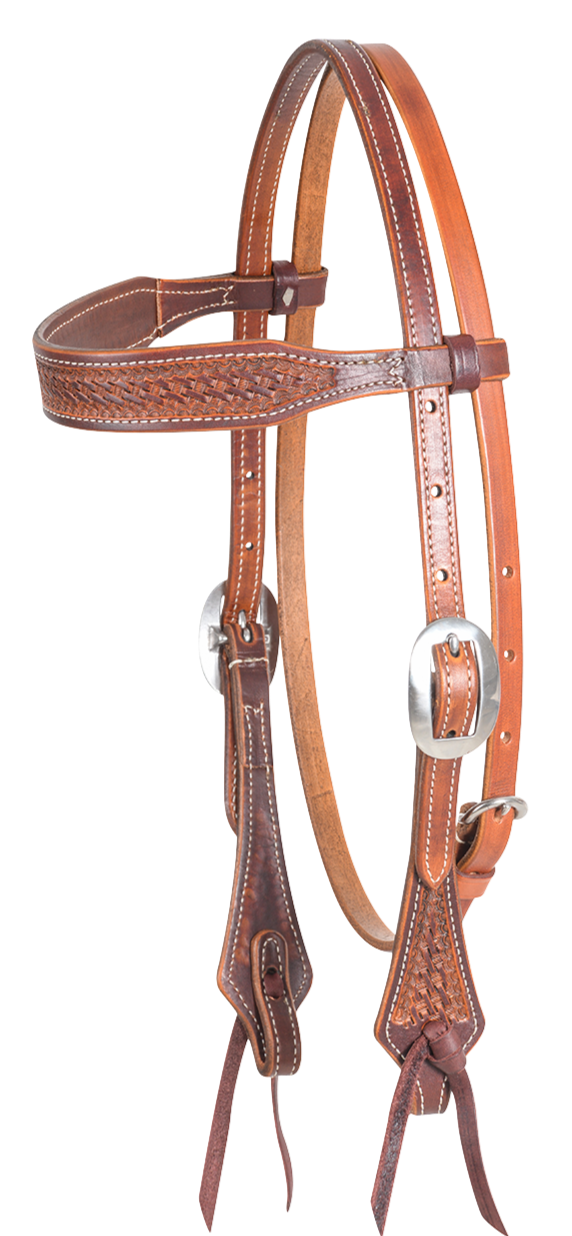 Headstall #71 - Browband Headstall Weathered Antiqued Mini Basket