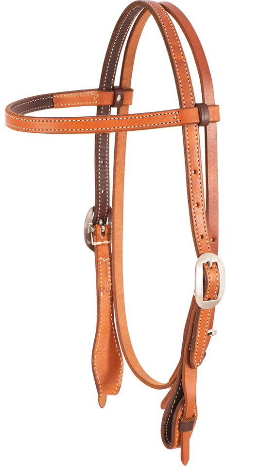 Equine Headstall # 17 - Frontal Headstall Natural Skirting with Quick Change By Tom Balding Horse Tack