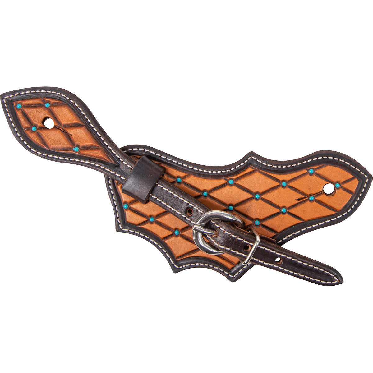 Ремешок-шпора № 17 Ремешок-шпора из дубового листа со стеганым инструментом Бирюзовые детали