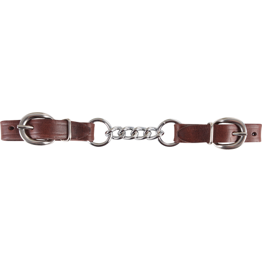 Curb Strap Cuero n.° 4 con cadena de acero inoxidable y hebillas
