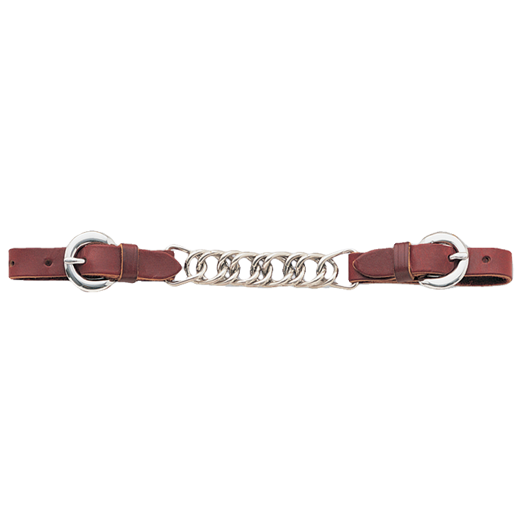 Curb Strap #5 Leather With Stainless Chain & Buckles