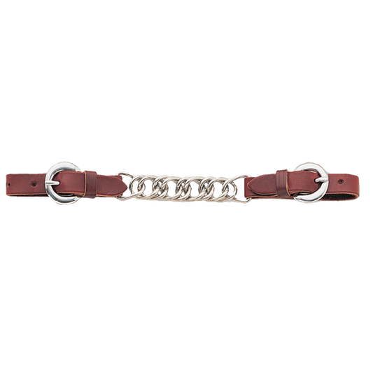 Curb Strap #5 Leather With Stainless Chain & Buckles