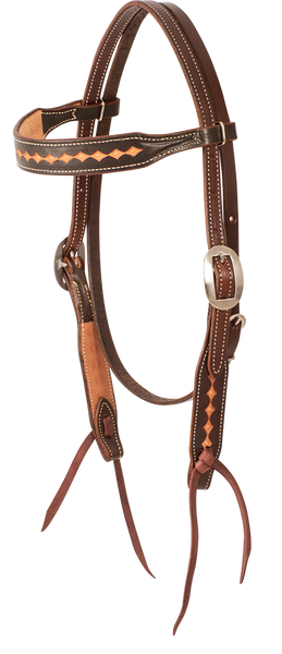Browband Headstall with Dark Framed Diamond Tooling – Tom Balding