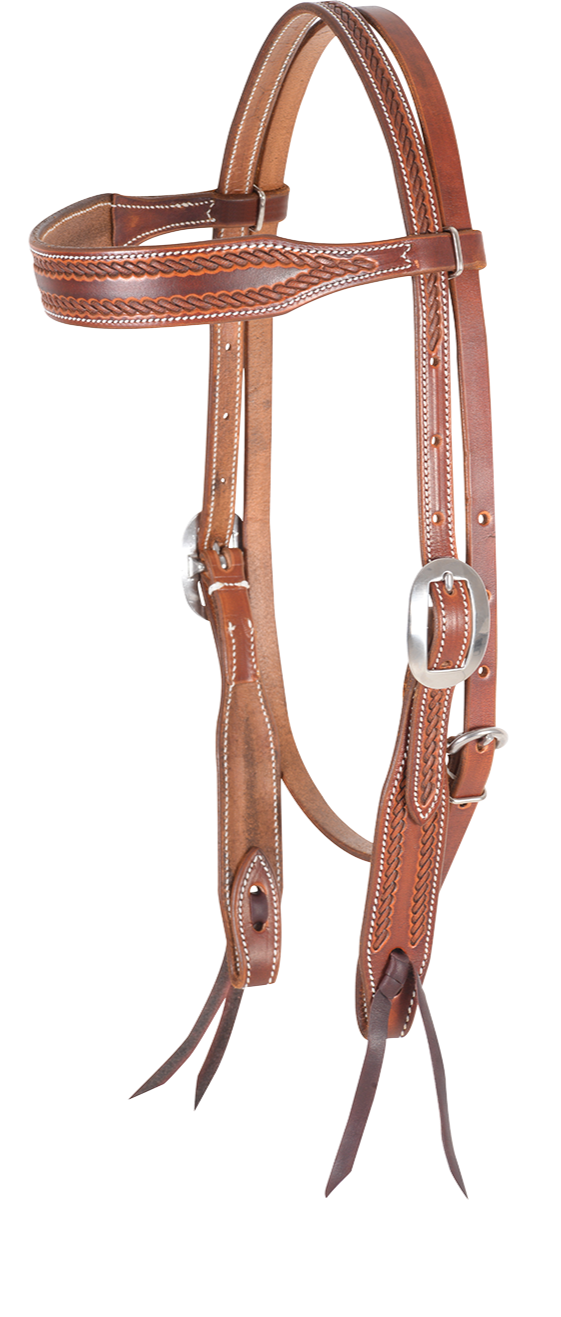 Headstall #59 - Headstall con fascia frontale con bordo in corda