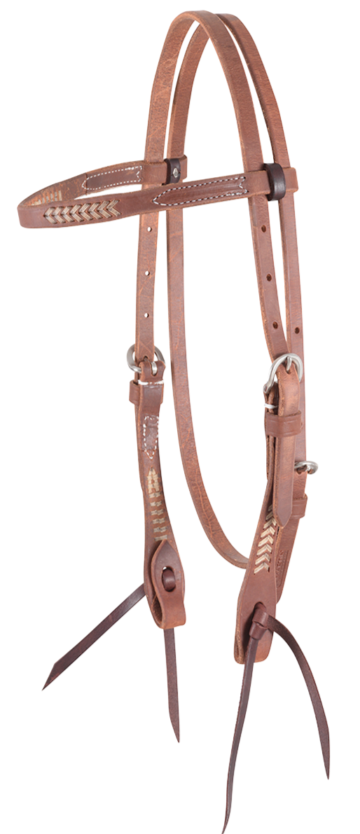 Headstall #45 - Kaş Bandı Headstall, Ham Deri Bağcıklı