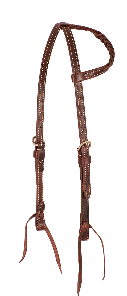 Headstall #68 - Latigo with Blood Knots Slip Ear
