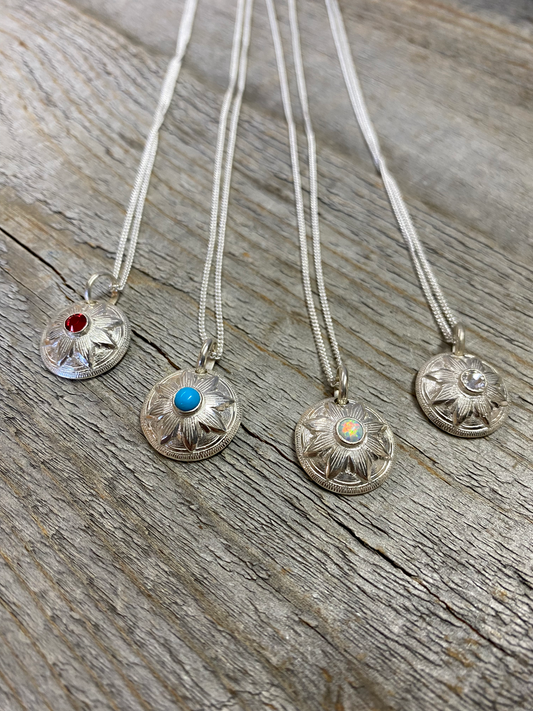 Classic Sterling Silver Flower Burst Concho Pendant