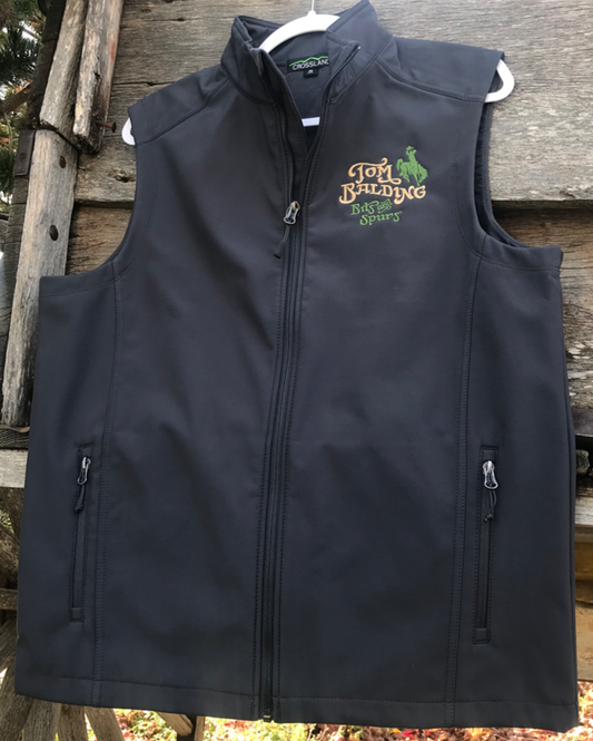 TBBS Adult Unisex Crossland Soft Shell Vest -Gray wtih Embroidered Classic Logo - By Tom Balding Bits & Spurs
