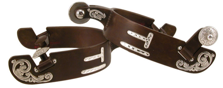 Equine Polo Spur #2 - Polo Shank &amp; Rowel Floral With Brand By Tom Balding Horse Tack