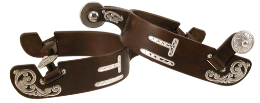 Equine Polo Spur #2 - Polo Shank &amp; Rowel Floral With Brand By Tom Balding Horse Tack