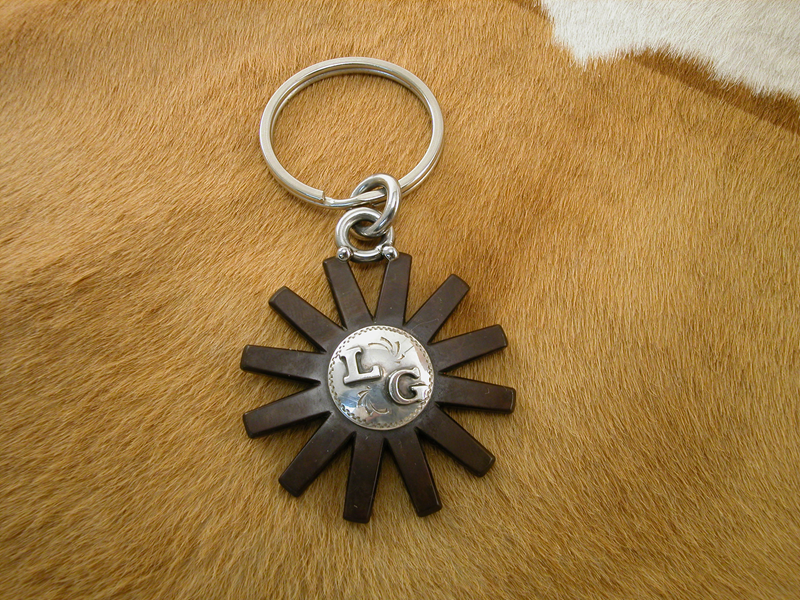 Spur Rowel Key Ring with Initials