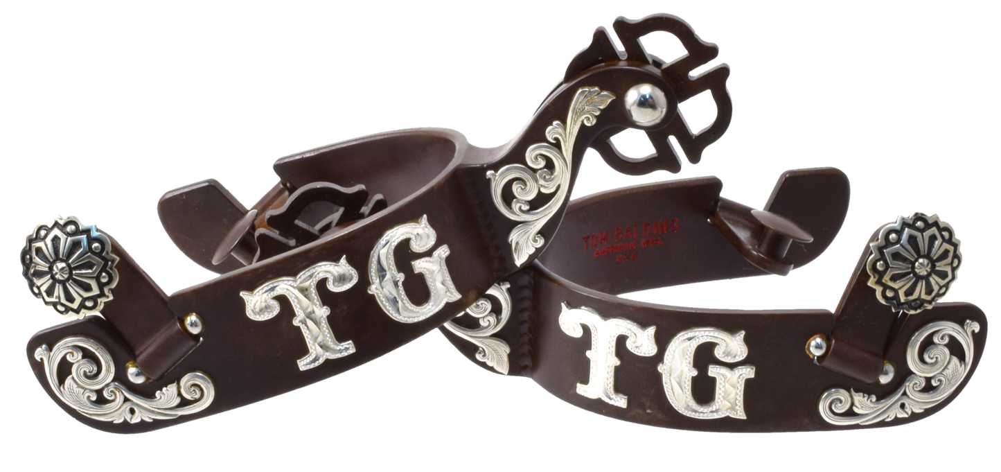 Spur #61 Floral Overlay With Custom Initials & Brown Finish