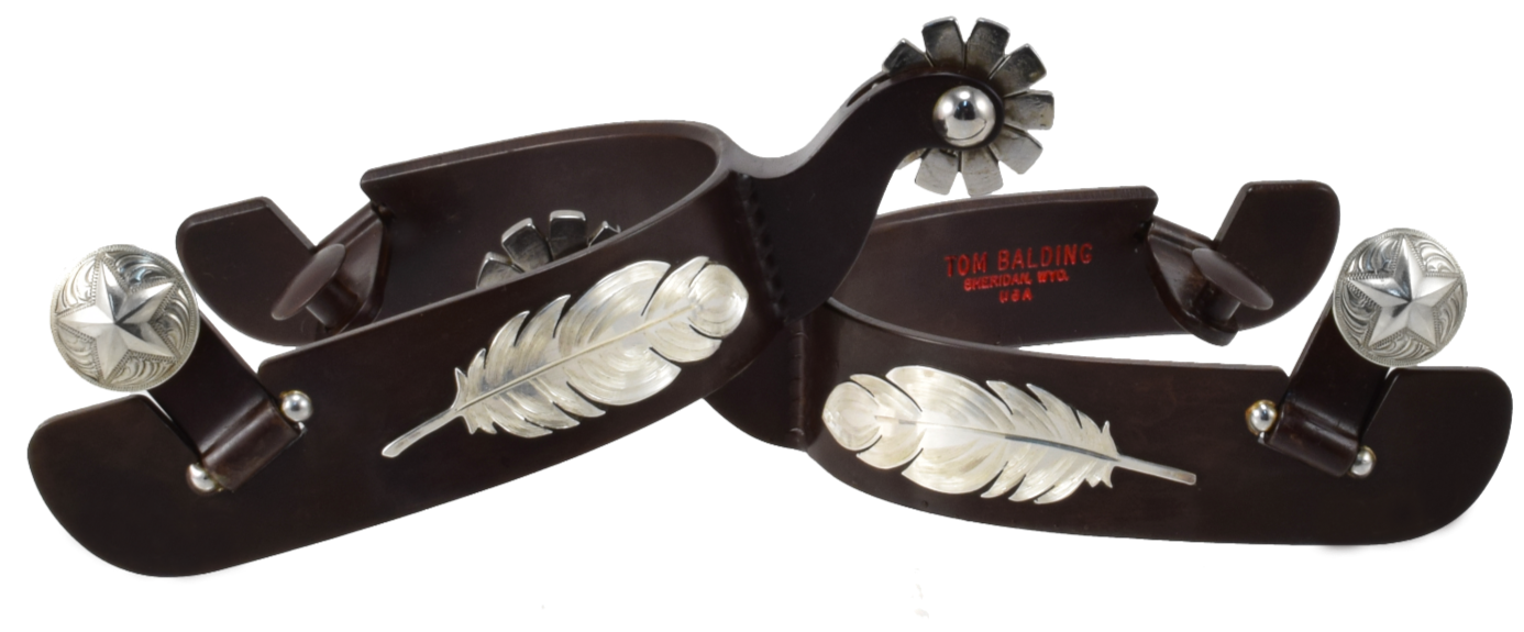 Spur #68 Silver Engraved Feather Brown Finish