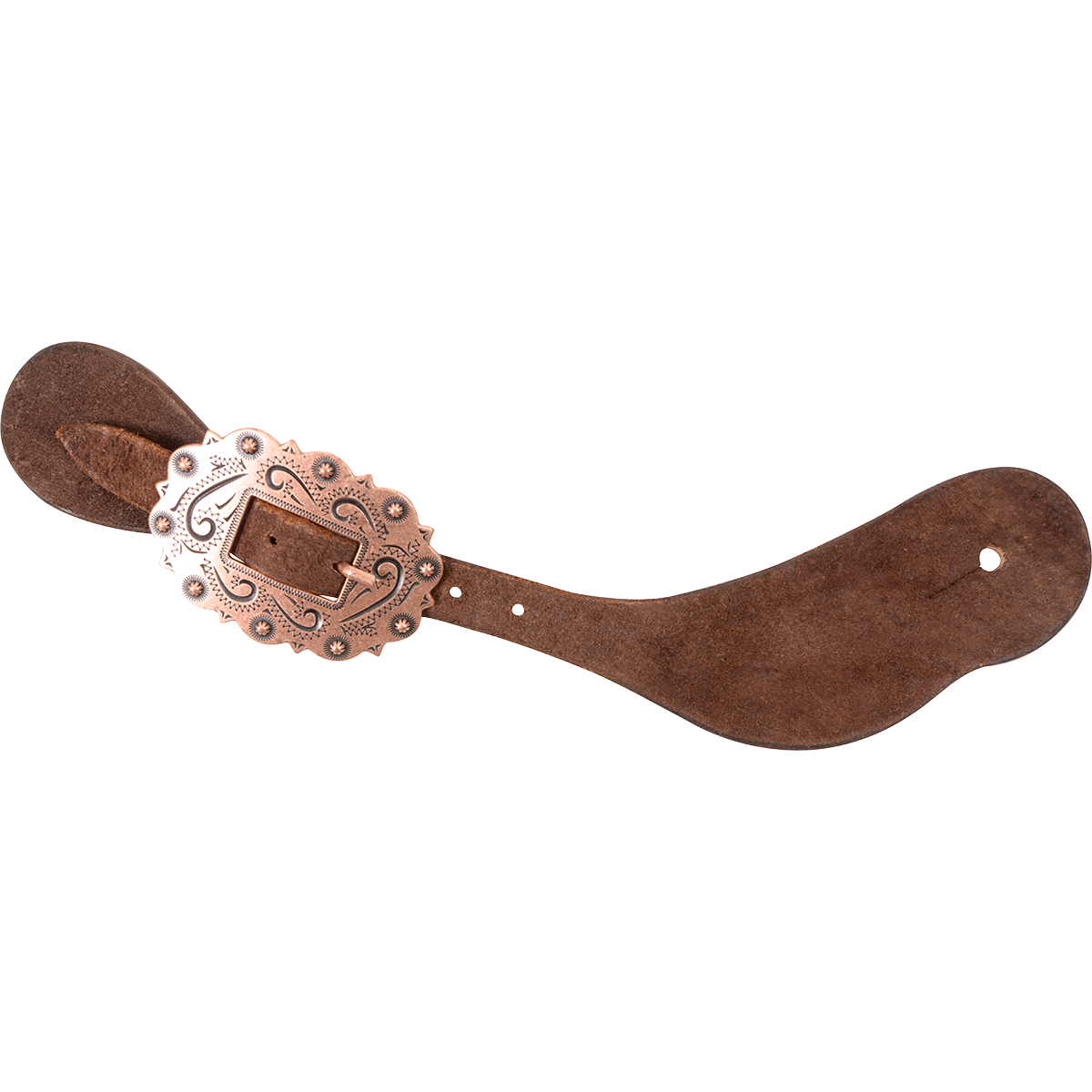 Correa de espuela #34 Chocolate Roughout Hebilla de cobre