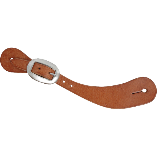 Sangle d'éperon équestre # 7 en cuir de chêne Herman avec boucle en acier inoxydable portée par Tom Balding Horse Tack