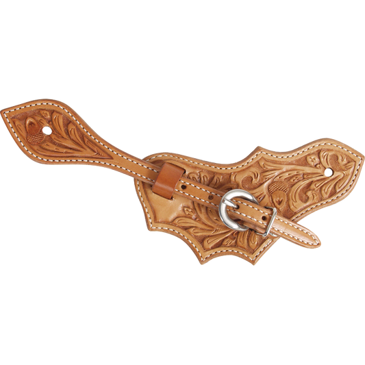 Spur Strap #15 Oak Leaf Leather Strap With Acorn Tooling