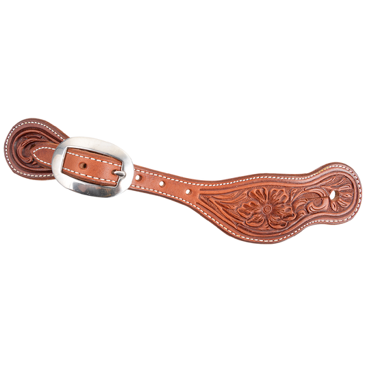 Sporenriemen Nr. 21 Kastanienleder Alpine Flower Tooling